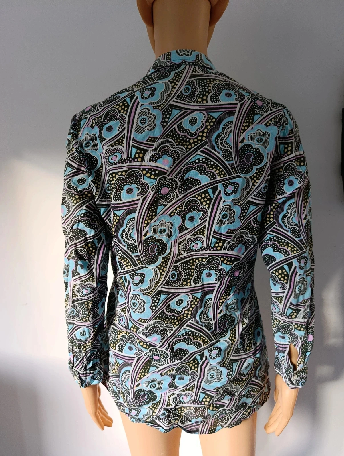 Retro bedrukte vloeiende blouse blauw/paars – T40 – Zeer goede staat – photo 6